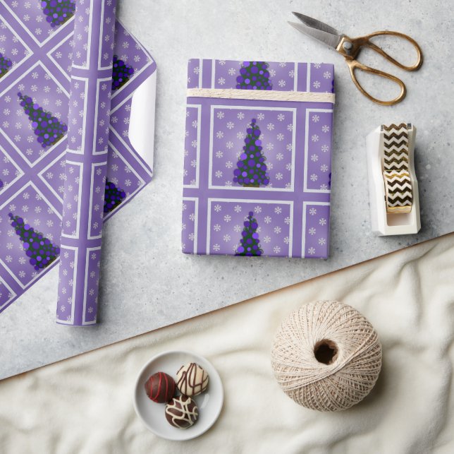 Pretty Purple Christmas Tree Wrapping Paper (Crafts)