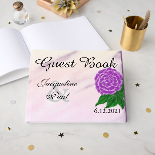 Pretty Purple Cream Floral Watercolor Wedding Book
