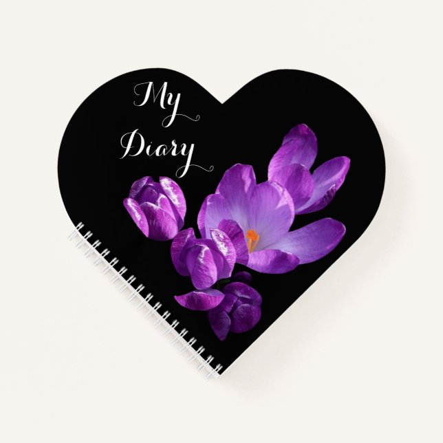Pretty purple crocus floral stylish elegant cute notebook (Front)
