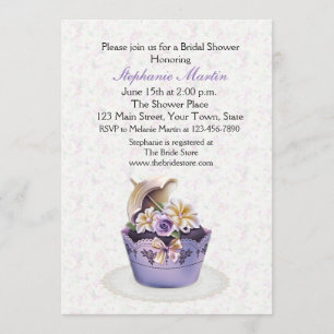 Pretty Purple Cupcake, Bridal Shower Invitation
