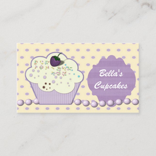 pretty purple cupcake business Cards (Front)