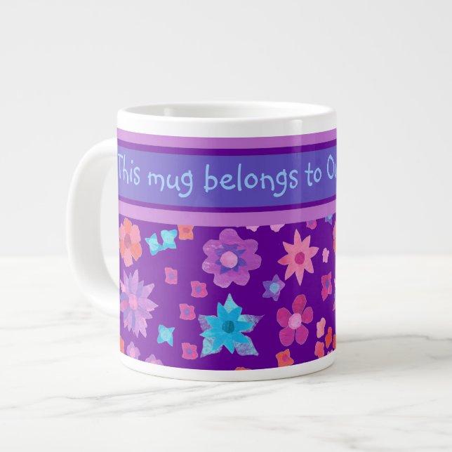 Pretty Purple Custom Flower-Power Jumbo Mug (Front Left)