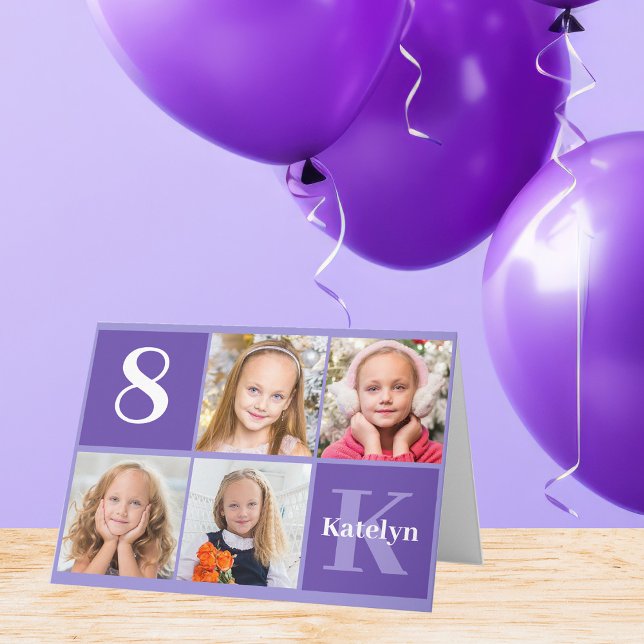 Pretty Purple Custom Kids Photo Birthday Girl Card (Creator Uploaded)