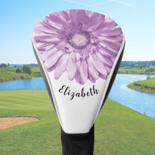 Pretty purple daisy flower custom name ladies golf head cover