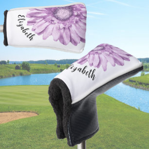 Pretty purple daisy flower custom name womens golf head cover