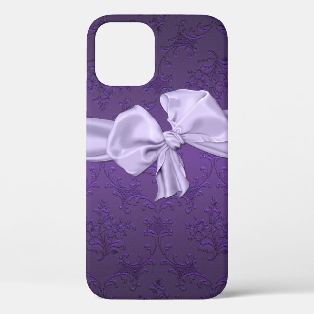 Pretty Purple Damask Case-Mate iPhone Case (Back)