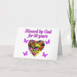 PRETTY PURPLE FLORAL 60TH BIRTHDAY DESIGN CARD
