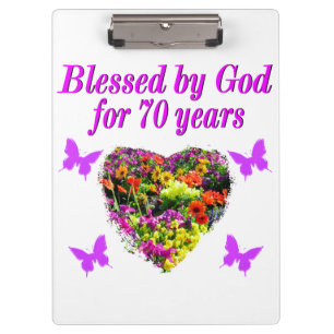 PRETTY PURPLE FLORAL 70TH BIRTHDAY DESIGN CLIPBOARD
