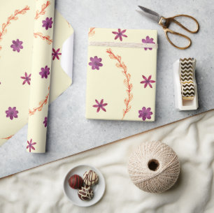 Pretty Purple Floral Botanical Gender Neutral Wrapping Paper