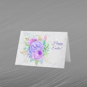 Pretty Purple Floral Bouquet Easter Holiday Card