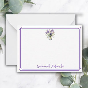 Pretty Purple Floral Bouquet In A Jar Flat Card