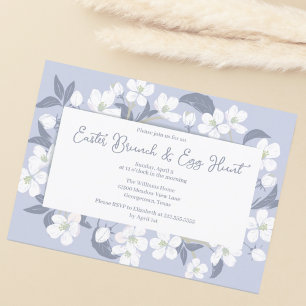 Pretty Purple Floral Easter Brunch Egg Hunt Party Invitation