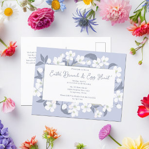 Pretty Purple Floral Easter Brunch Invitation Postcard