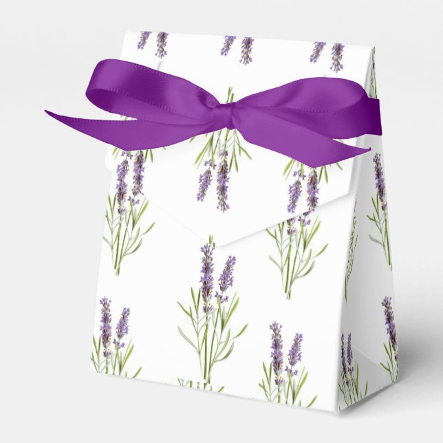 Pretty Purple Floral Lavender Herb Garden Favour Box (Front Side)