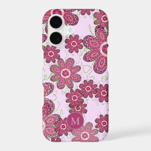 Pretty Purple Floral Pattern Monogrammed