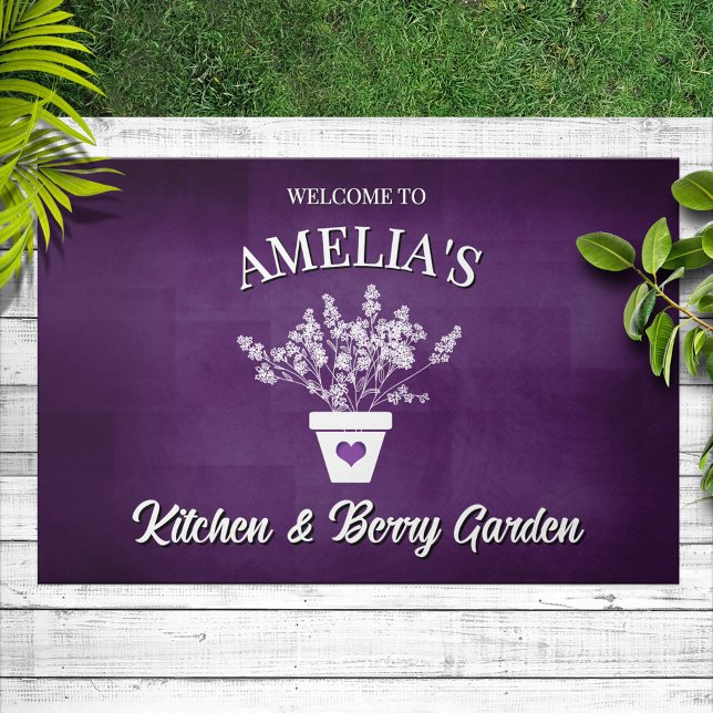 Pretty Purple & Floral Personalized Welcome Doormat (Creator Uploaded)