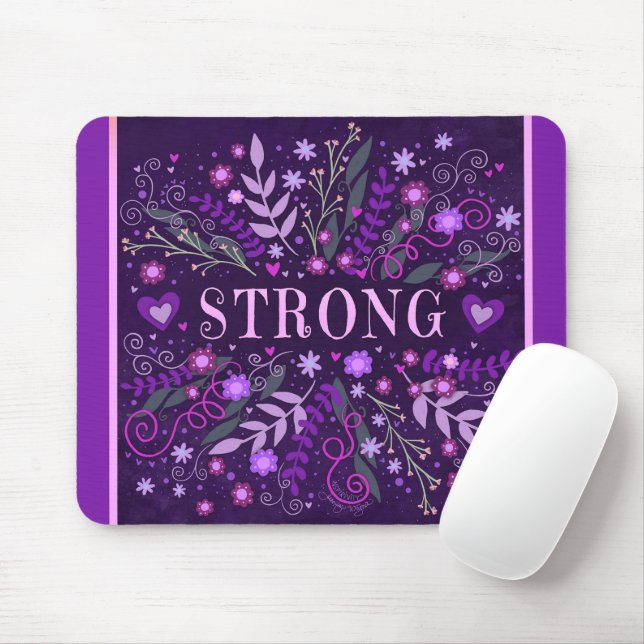 Pretty Purple Floral Strong Inspiring Inspirivity Mouse Pad (With Mouse)