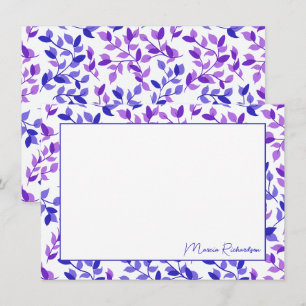 Pretty Purple Florals Modern Script Personalised Card