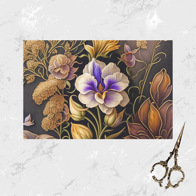 Pretty Purple Flower Art Deco Illustration Tissue Paper (Creator Uploaded)