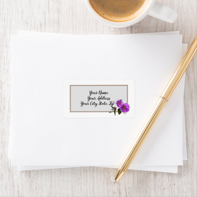 Pretty Purple Flower Design Label (Insitu)