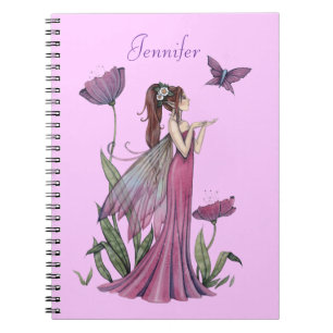 Pretty Purple Flower Fairy and Butterfly Notebook