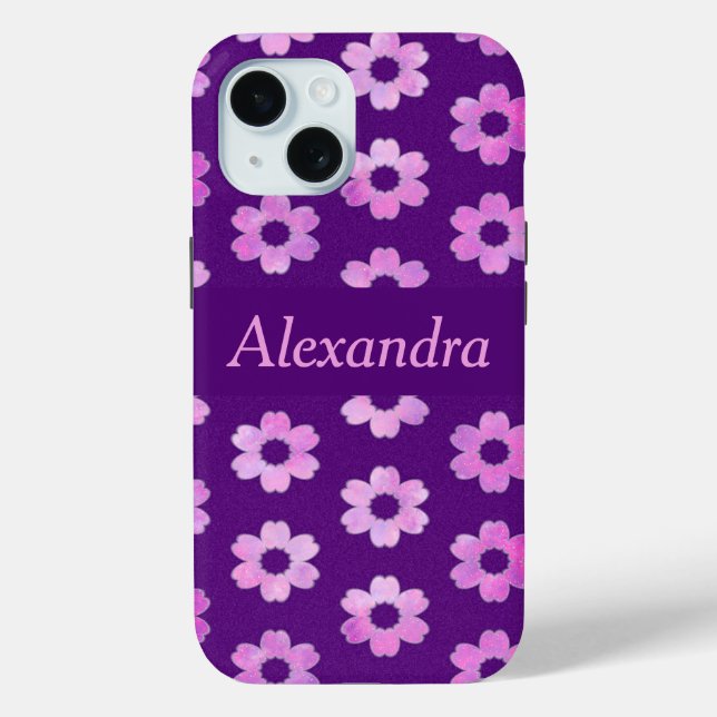 Pretty Purple Flower Pattern Case-Mate iPhone Case (Back)