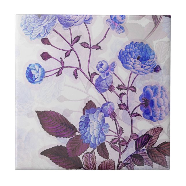Pretty Purple Flower Print Tile (Front)