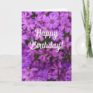 Pretty purple flowers Birthday card design