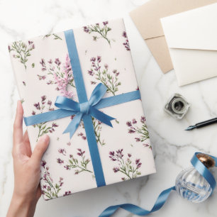 Pretty Purple Flowers Bridal Shower Wrapping Paper