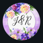 Pretty Purple Flowers Floral Wedding Personalised Magnet<br><div class="desc">Pretty purple flowers elegant Wedding personalised wedding date and names magnet wedding reminder.</div>