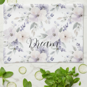 Pretty Purple Flowers Tea Towel
