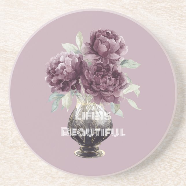 Pretty Purple Flowers Vase Coaster (Front)