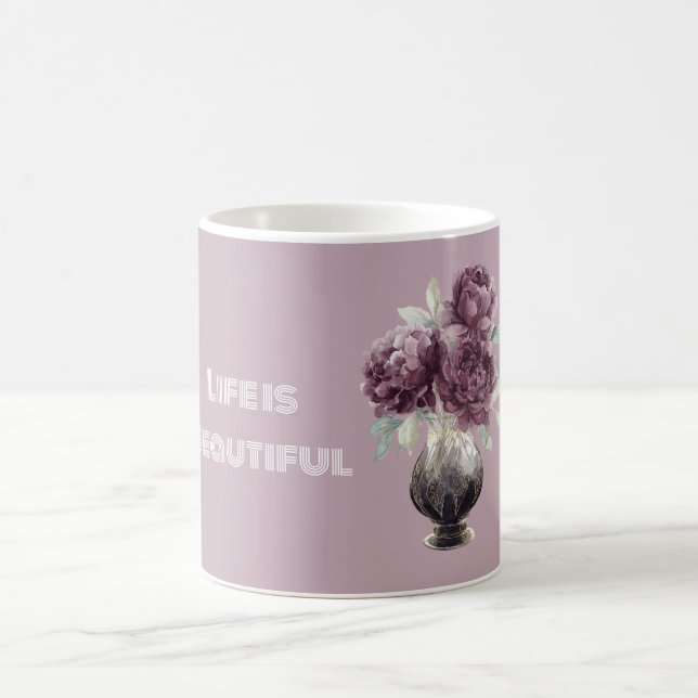 Pretty Purple Flowers Vase Coffee Mug (Center)