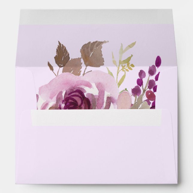 Pretty Purple Flowers | Wedding Envelope (Back (Bottom))