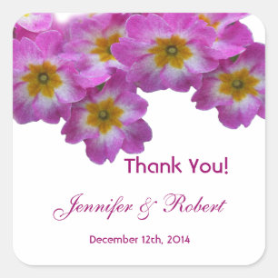 Pretty purple flowers wedding thank you sticker