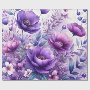 Pretty Purple Flowers Wrapping Paper