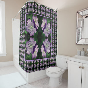 Pretty Purple Geranium Flower Pair Pattern Shower Curtain