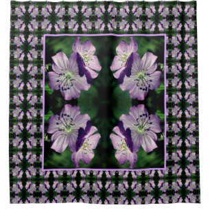 Pretty Purple Geranium Flower Pair Pattern Shower Curtain