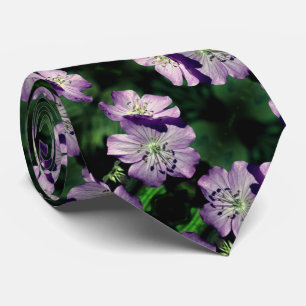Pretty Purple Geranium Flower Pair Pattern     Tie