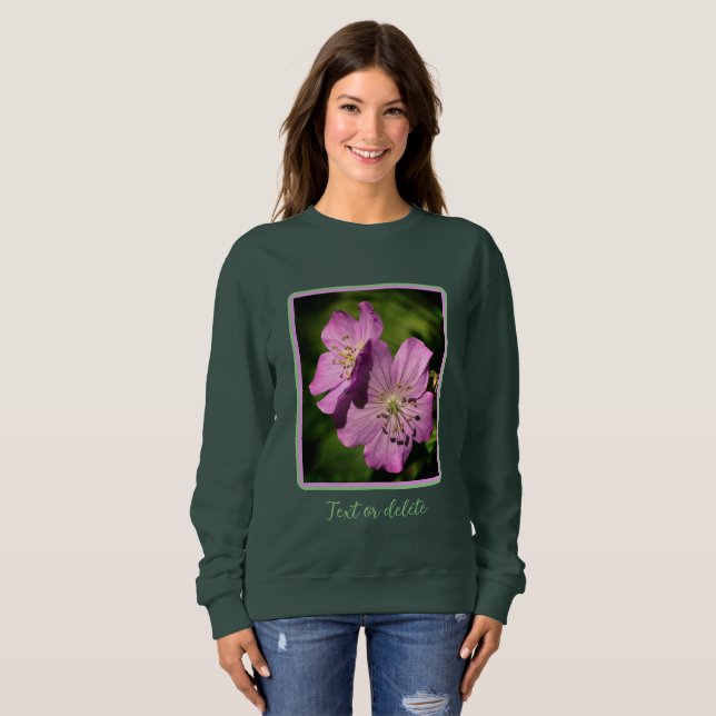 Pretty Purple Geranium Flower Pair Personalised  Sweatshirt (Front Full)