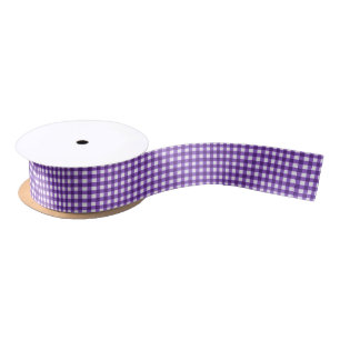 Pretty Purple Gingham Checked Pattern Satin Ribbon