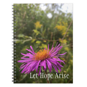 Pretty Purple Gold Flower Inspirational Hope Quote Notebook