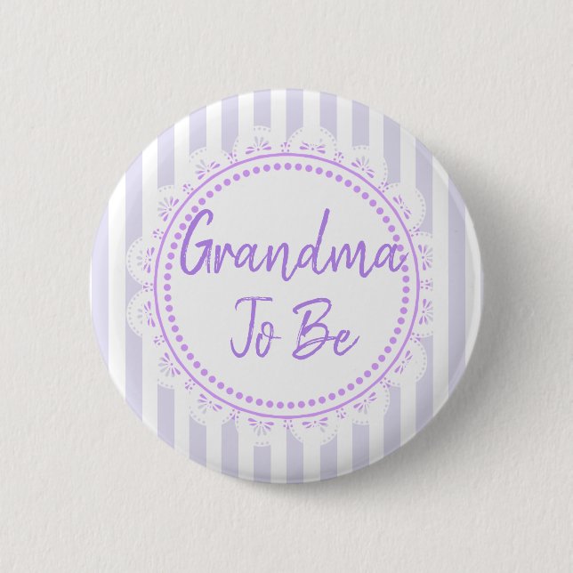 Pretty Purple Grandma To Be Lacey Baby Shower 6 Cm Round Badge (Front)