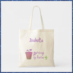 Pretty Purple & Green SPRING IS HERE Tote Bag