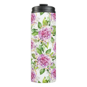 Pretty Purple Green Watercolor Modern Floral Thermal Tumbler