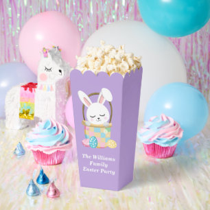 Pretty Purple Happy Easter Bunny Party Popcorn Favour Box