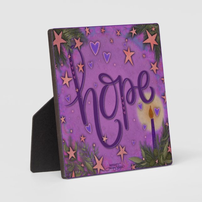 Pretty Purple Heart Star Candle Hope Plaque (Front)