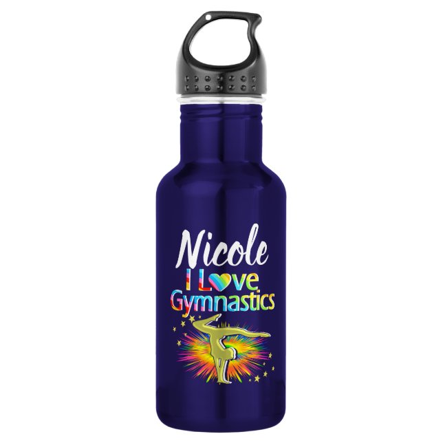 PRETTY PURPLE I LOVE GYMNASTICS DESIGN 532 ML WATER BOTTLE (Front)