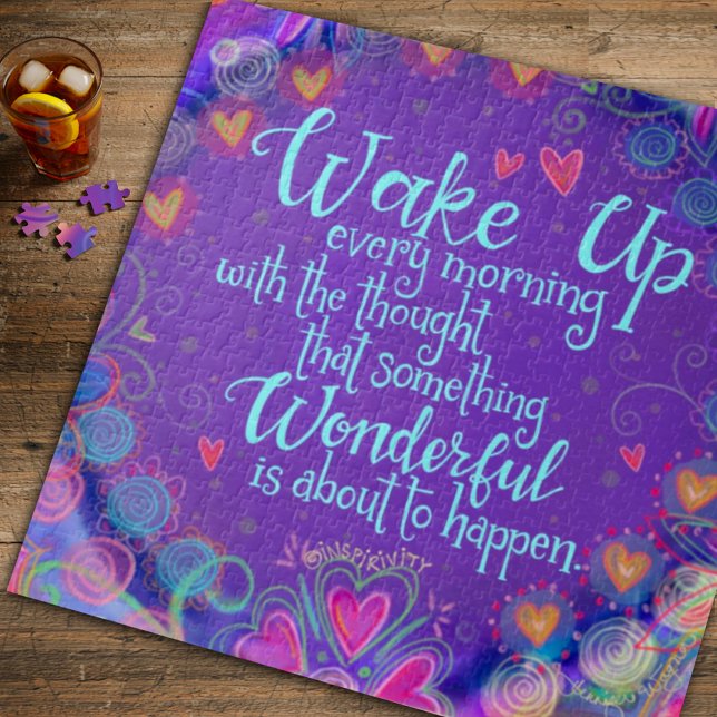 Pretty Purple Inspirational Fun Hearts Quote Jigsaw Puzzle (Creator Uploaded)