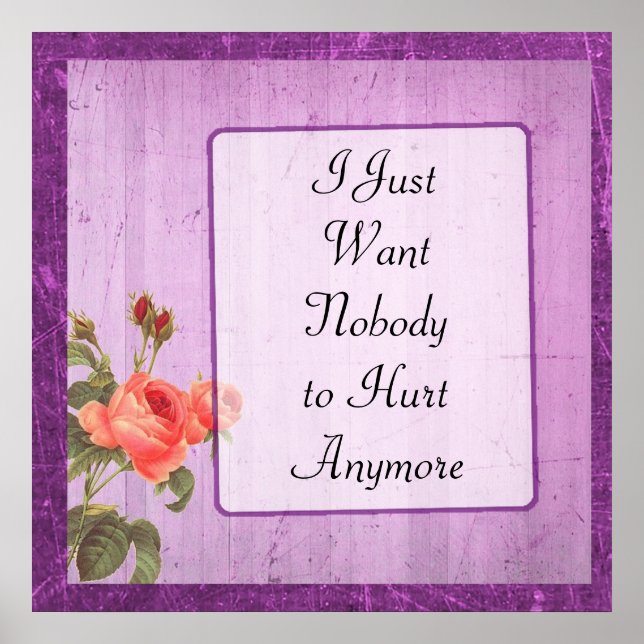Pretty Purple Inspirational Poster about Pain (Front)
